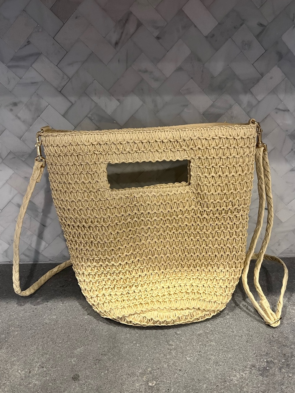 Universal Thread Cream Woven Shoulder Bag with Detachable Strap